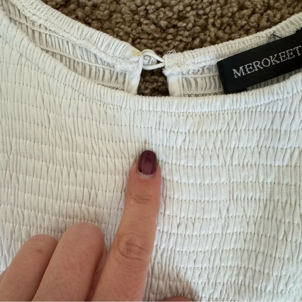 Merokeety Women’s Flutter Short Sleeve Smocked Midi Tiered Dress White size M - Picture 5 of 6